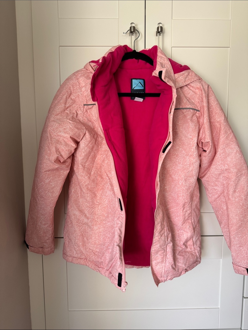 Girls' Pink Hooded Puffer Jacket with Fleece Lining